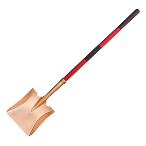 Shovel, Straight long neck, Square with long plastic handle,locking hoop