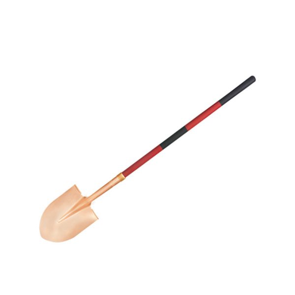 Shovel, Bending long neck, Round point, long plastic handle with rubber hose,locking hoop